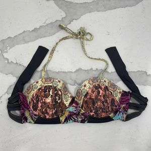 Maaji Multi-Color Floral & Abstract Bikini Top - Black Straps